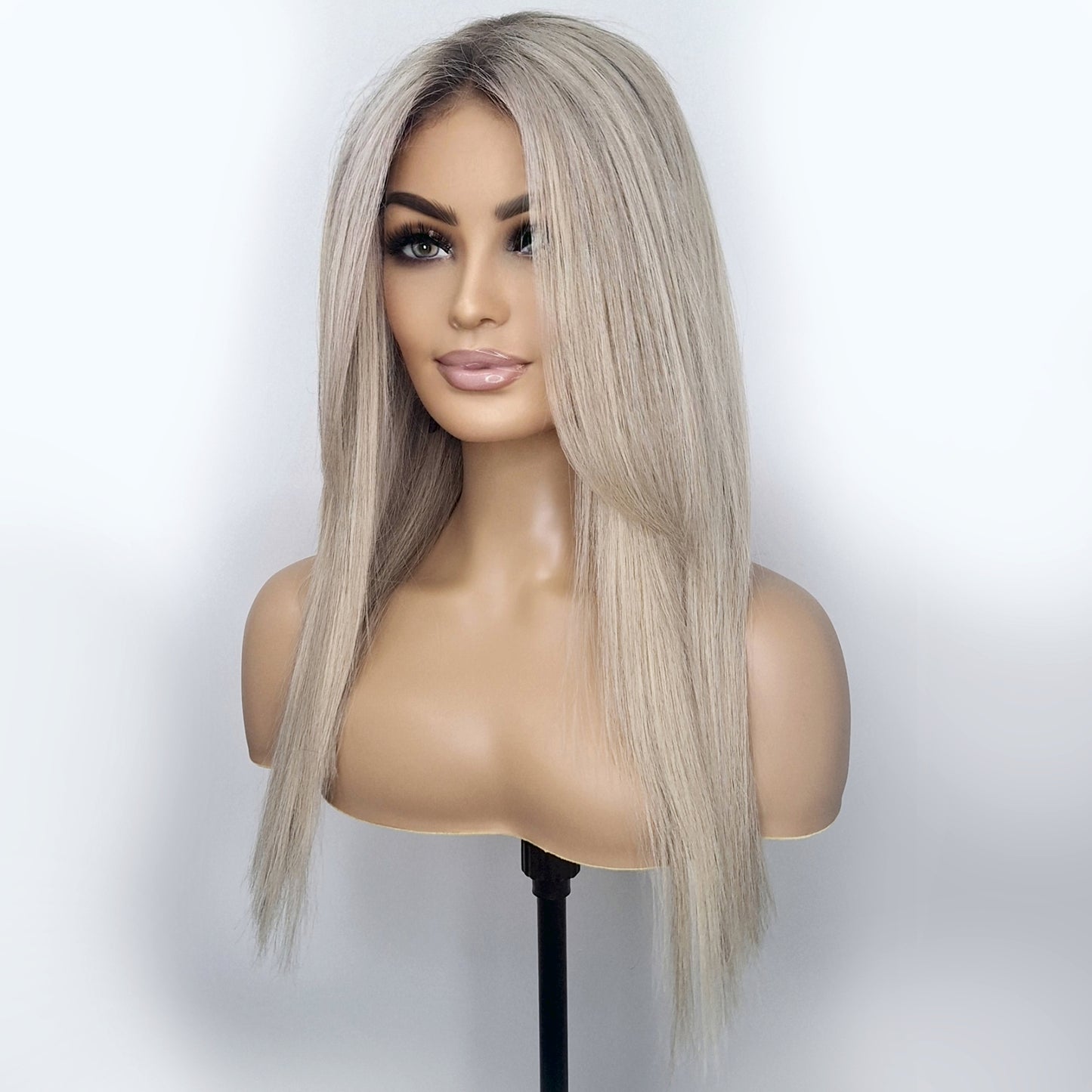 Loretta Wig - 22" - Ash Blonde with Dark Roots